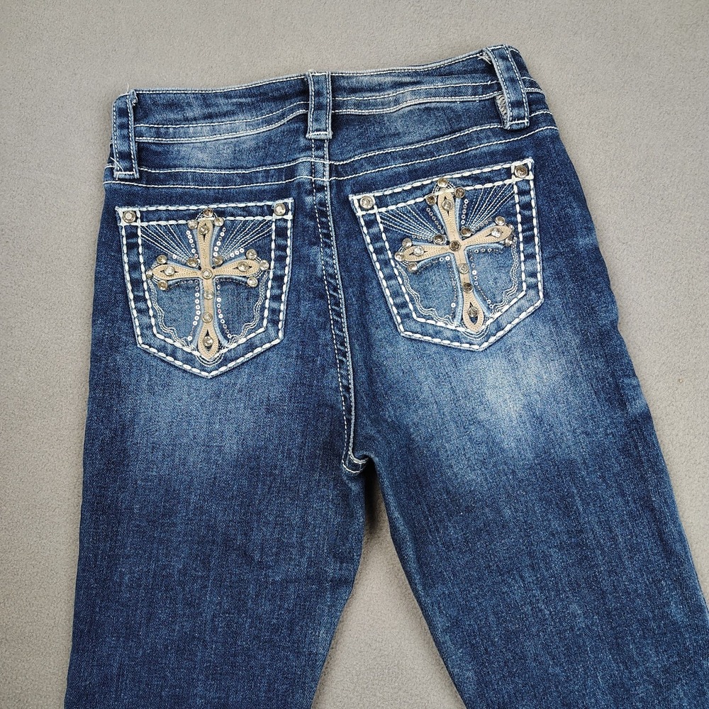Fire & Rain Low Rise Jeans Women Size 1 (25) Bootcut Rhinestone Bling Cowgirl